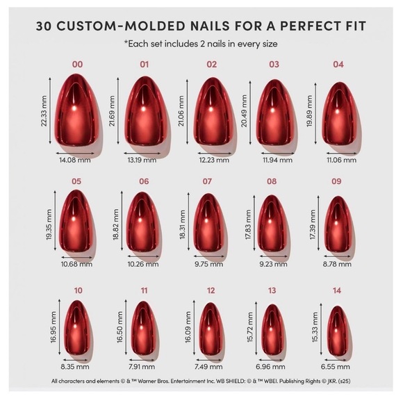 Harry Potter x GLAMNETICS Red Press-On Nails - Picture 2 of 2